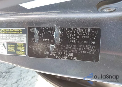 2008 Kia Amanti from USA, damaged, VIN KNALD125185154888